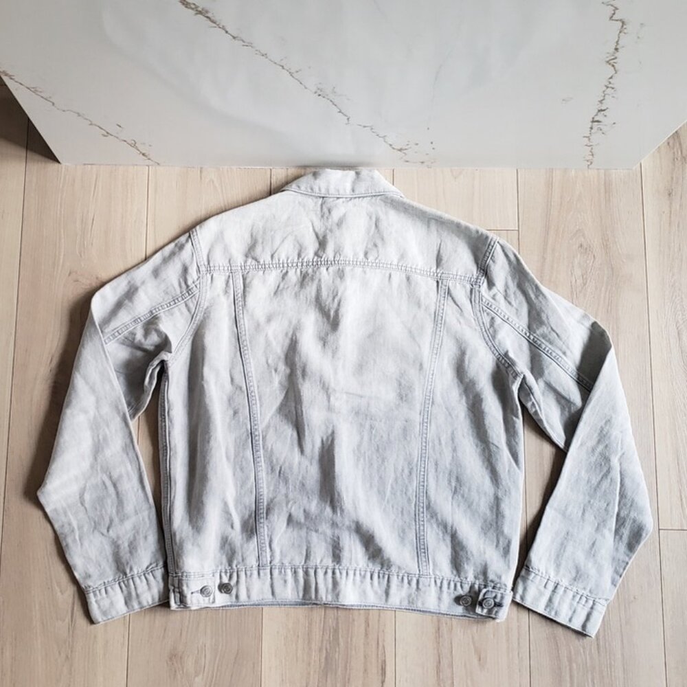 Lucky Brand Denim Jacket Mens L Gray Linen Blend Oakland NWT - Picture 2 of 6